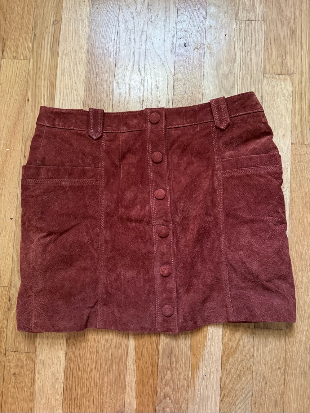 Blank NYC Brown Suede Button-Front Mini Skirt